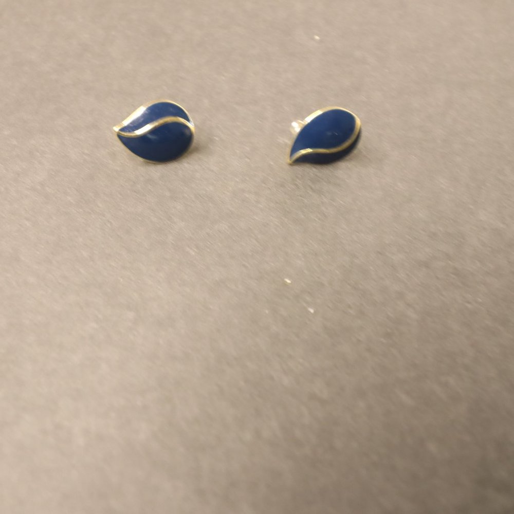 Women's Navy/Gold Tone Earrings Size OS